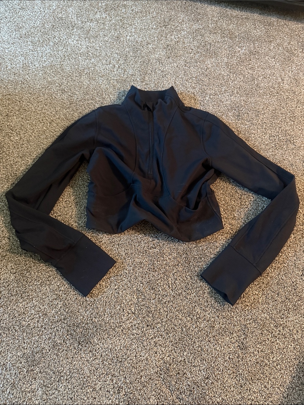 Cropped Black Zip-Up Active Jacket 90 Degrees by Reflex Size M